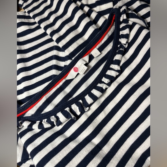 Boden Ruffle Cuff & Collar Long Sleeve Breton Tee L - Picture 8 of 9